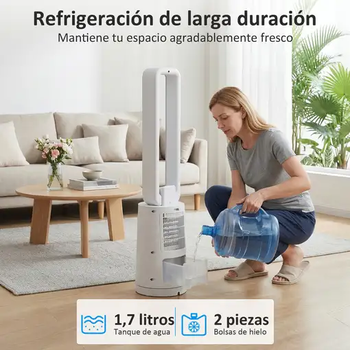 Climatizador Evaporativo 3 en 1 90 W Depósito de 1,7L Blanco HOMCOM