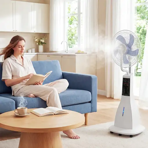 Ventilador Nebulizador 90W Oscilación de 75° 3 Velocidades Blanco HOMCOM