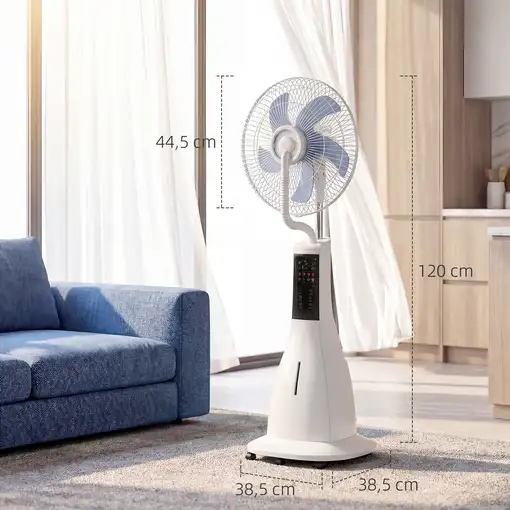 Ventilador Nebulizador 90W Oscilación de 75° 3 Velocidades Blanco HOMCOM