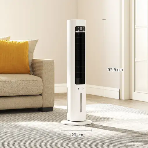 Climatizador Evaporativo de Torre 3 en 1 con Depósito de 3 L Blanco HOMCOM