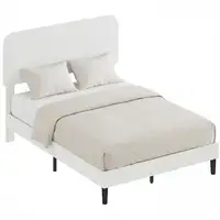 Cama Tapizada en Borreguito 135x190 cm Cabecero Ajustable en Altura HOMCOM