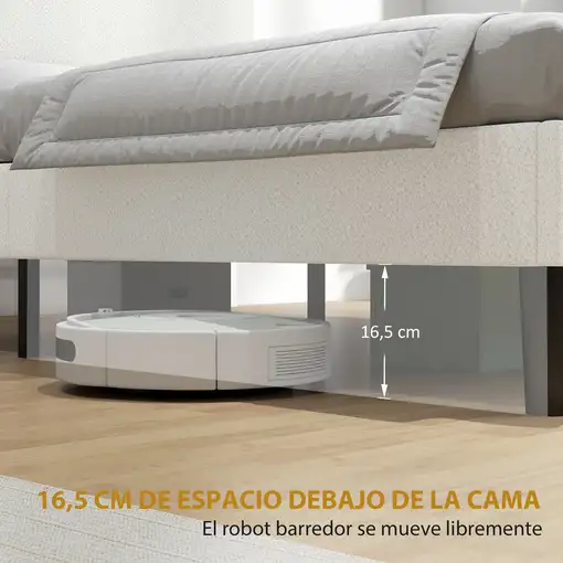 Cama Tapizada en Borreguito 135x190 cm Cabecero Ajustable en Altura HOMCOM
