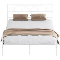 Cama 160x200 cm Estructura de Cama de Acero con Cabecero Blanco HOMCOM