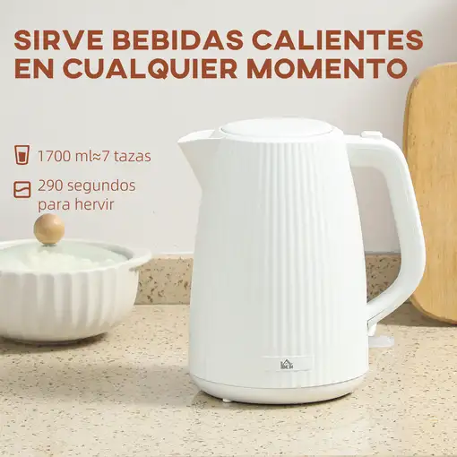 Hervidor Eléctrico 1,7L 2200W con Apagado Automático Crema HOMCOM