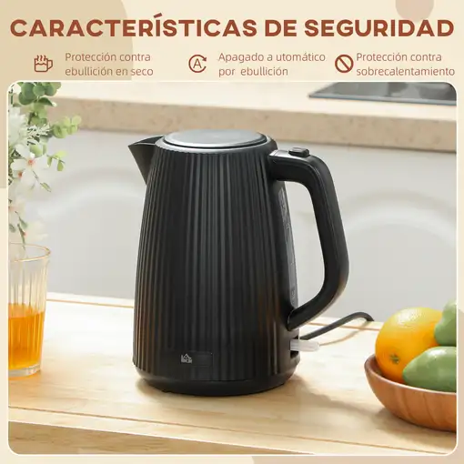 Hervidor Eléctrico 1,7L 2200W con Apagado Automático Negro HOMCOM