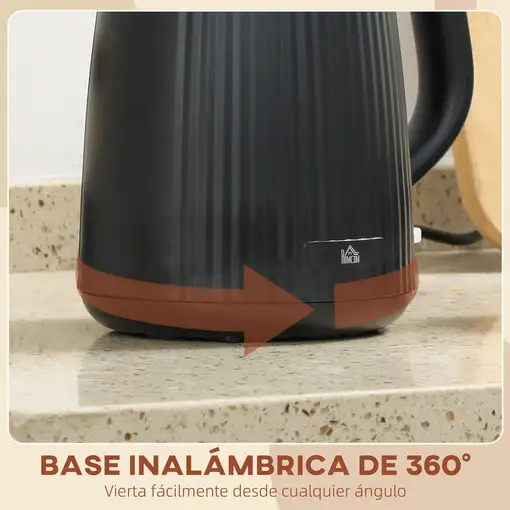Hervidor Eléctrico 1,7L 2200W con Apagado Automático Negro HOMCOM