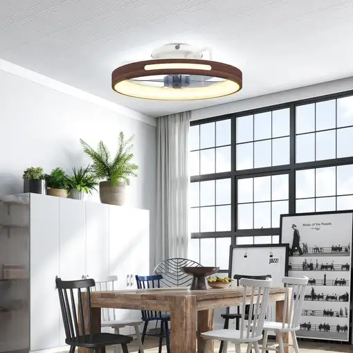 Ventilador de Techo con Luz LED 40 W Motor DC Reversible Teca HOMCOM