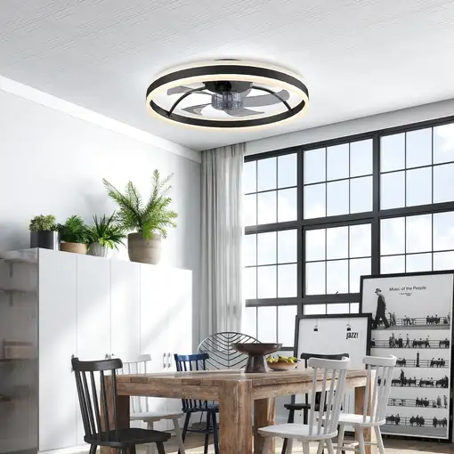 Ventilador de Techo con Luz LED 45 W Motor DC Reversible Negro HOMCOM