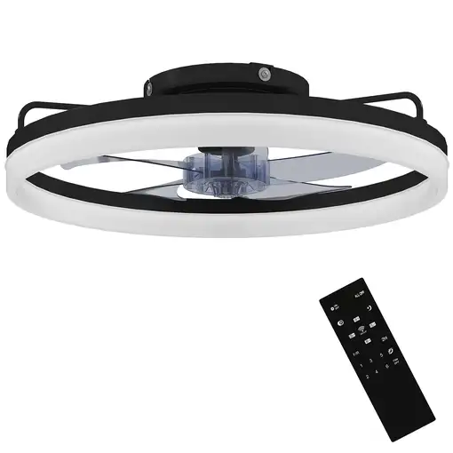 Ventilador de Techo con Luz LED 40 W Motor DC Reversible Negro HOMCOM
