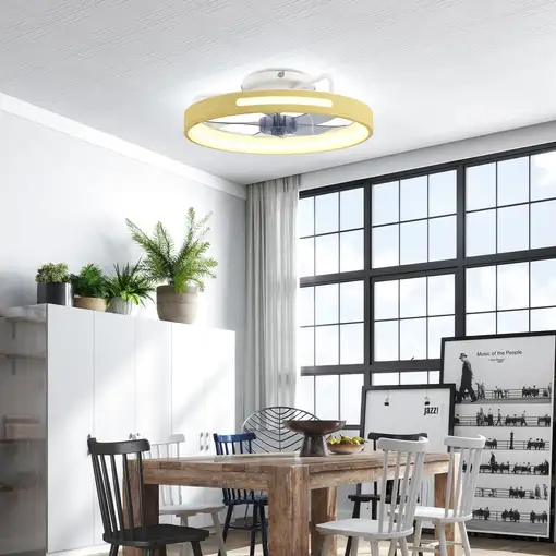Ventilador de Techo con Luz LED 40 W Motor DC Reversible Natural HOMCOM