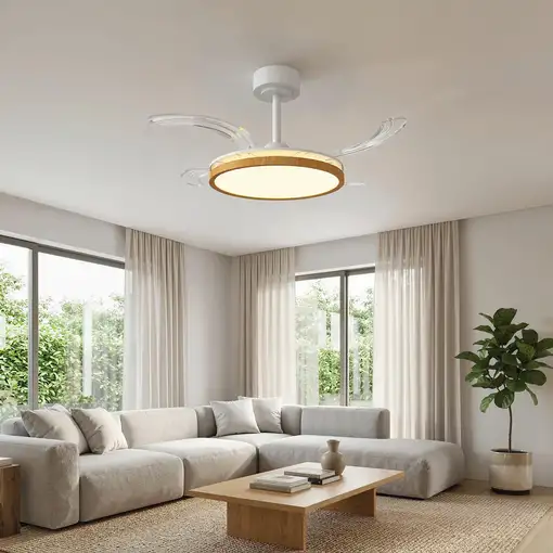 Ventilador de Techo con Luz LED 80 W Mando a Distancia 6 Velocidades HOMCOM