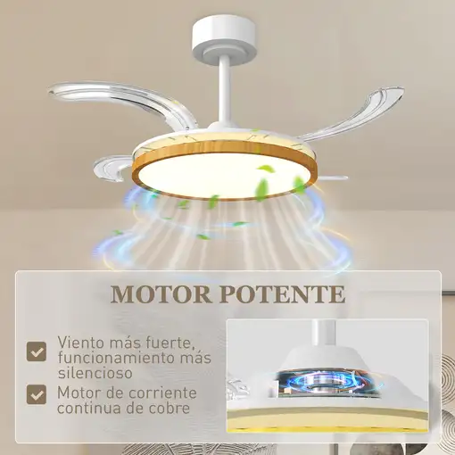 Ventilador de Techo con Luz LED 80 W Mando a Distancia 6 Velocidades HOMCOM