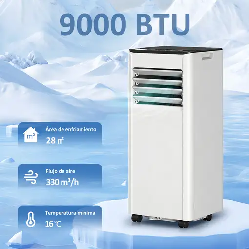 Aire Acondicionado Portátil 9000 BTU 4 en 1 para 28 m² Blanco HOMCOM