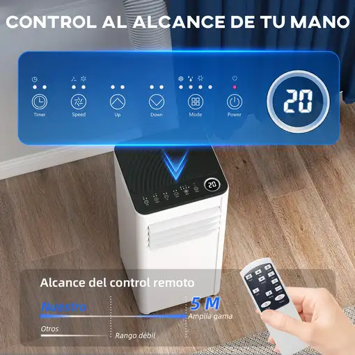 Aire Acondicionado Portátil 7000 BTU 4 en 1 para 26 m² Blanco HOMCOM