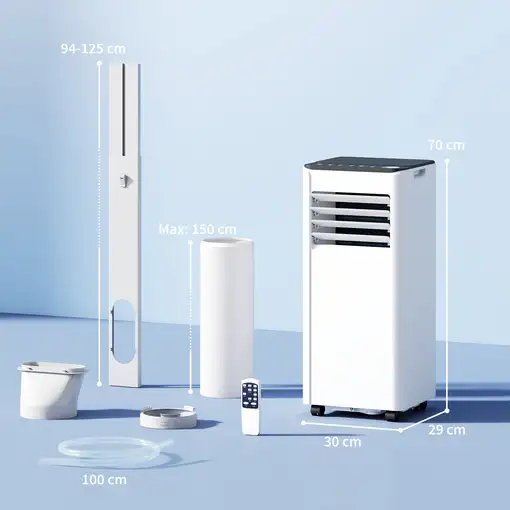 Aire Acondicionado Portátil 7000 BTU 4 en 1 para 26 m² Blanco HOMCOM