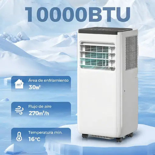 Aire Acondicionado Portátil 10.000 BTU 4 en 1 para 30 m² Blanco HOMCOM