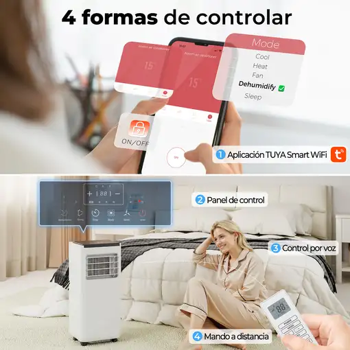 Aire Acondicionado Portátil 10.000 BTU 4 en 1 para 30 m² Blanco HOMCOM