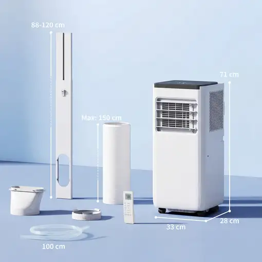 Aire Acondicionado Portátil 10.000 BTU 4 en 1 para 30 m² Blanco HOMCOM