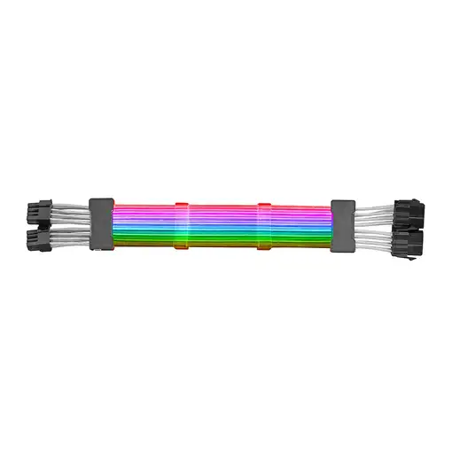 Mars Gaming MCA-16, Cable Extensor ARGB 8+8pin PCIe para Tarjeta Gráfica, LEDs Ult