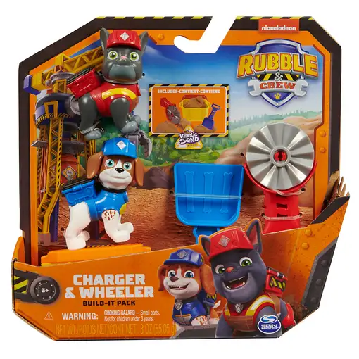 Rubble & Crew - PACK FIGURAS CHARGER Y WHEELER + ARENA MÁGICA KINETIC SAND + ACCES
