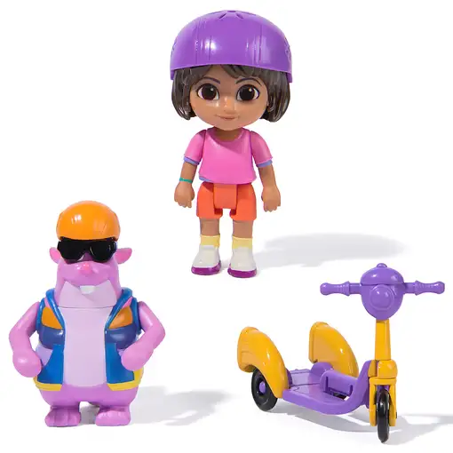 DORA LA EXPLORADORA - Pack de Aventura Dora y Tico: 2 Figuras Articuladas + Patine