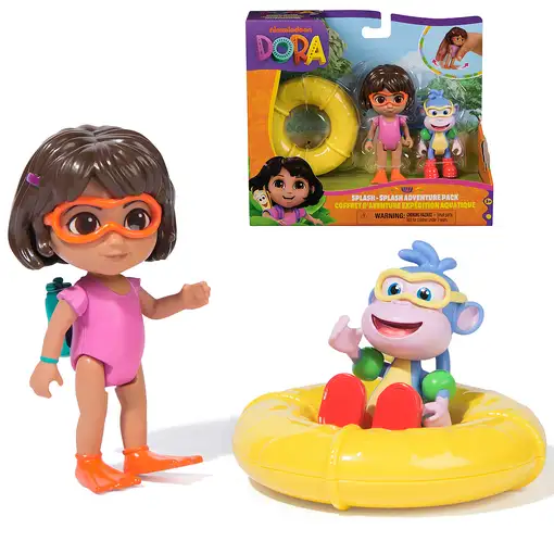 DORA LA EXPLORADORA - Pack de Aventura Acuática Dora y Botas: 2 Figuras Articulada