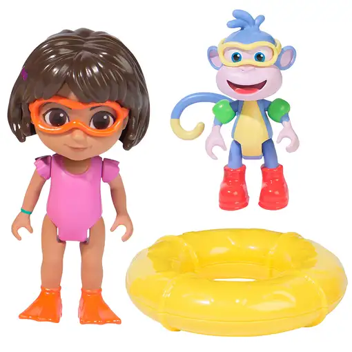 DORA LA EXPLORADORA - Pack de Aventura Acuática Dora y Botas: 2 Figuras Articulada