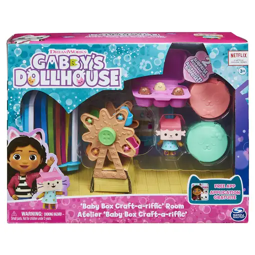 Gabby's Dollhouse , Sala de Baby Box Craft-a-riffic con la figura del gato Bebé Ca