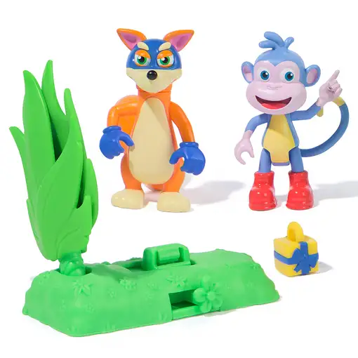 DORA LA EXPLORADORA - Pack de Aventura Botas y Zorro: 2 Figuras Articuladas + 2 Ac
