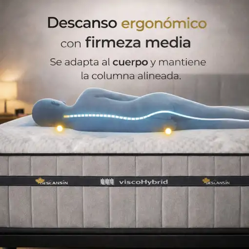 Colchón 90 x 190 Muelles Ensacados Viscoelástico, Premium 28cm, Firmeza Perfecta