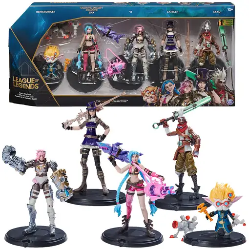 League of Legends , paquete con figuras coleccionables y accesorios de Jinx exclus