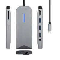 AISENS USB-C Dock 9 en 1, USB-C a 1x HDMI, 1xRJ45, 3x USB, 1x PD, 1x Audio, 1x SD,