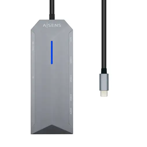 AISENS USB-C Dock 9 en 1, USB-C a 1x HDMI, 1xRJ45, 3x USB, 1x PD, 1x Audio, 1x SD,