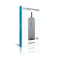 AISENS USB-C Dock 9 en 1, USB-C a 1x HDMI, 1xRJ45, 3x USB, 1x PD, 1x Audio, 1x SD,