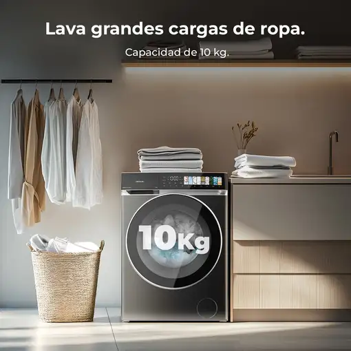 Lavadora carga frontal 10 kg 1400 RPM Acero A01_EU01_104032 CECOTEC