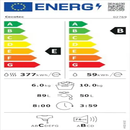 Cecotec Lavadora secadora Lavadora secadora Bolero Wash&Dry 10680 Inverter Steel B