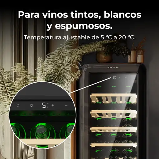 Cecotec Bolero GrandSommelier Origin 24 Hit Black Nevera de vino Independiente Neg