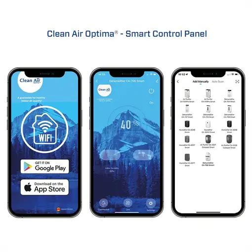 Clean Air Optima Deshumidificador y Purificador de aire CA-702 Smart – Deshumidifi