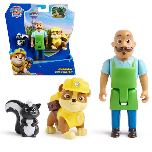 PAW Patrol La patrulla canina, set de figuras de Rubble y el Sr. Porter con figura