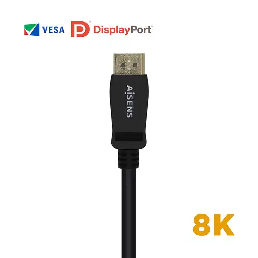 AISENS Cable Displayport Certificado V1.4 8k@60hz, DP/M-DP/M, Negro, 1.0m