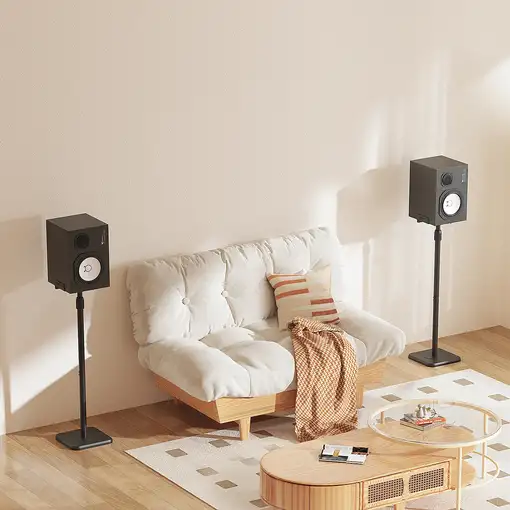 AISENS Soporte Universal De Suelo Giratorio E Inclinable Para Altavoces, Negro