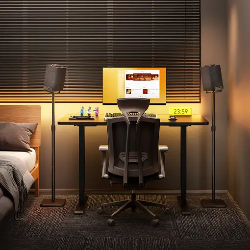 AISENS Soporte Universal De Suelo Giratorio E Inclinable Para Altavoces, Negro