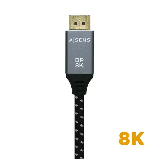 AISENS Cable Displayport V1.4 8k@60hz, DP/M-DP/M, Gris/Negro, 1.5m