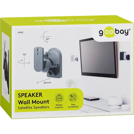 Goobay 49393 soporte de altavoz Pared Acrilonitrilo butadieno estireno (ABS) Negro