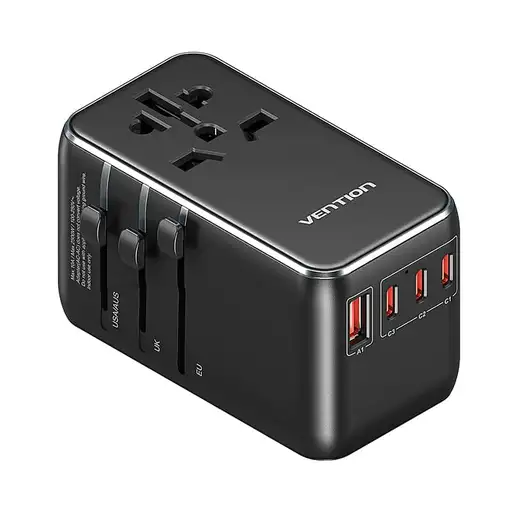 Vention FJGB0 adaptador de enchufe eléctrico Universal Negro
