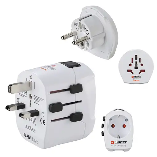 Hama World Travel Pro Light USB adaptador de enchufe eléctrico Universal Blanco
