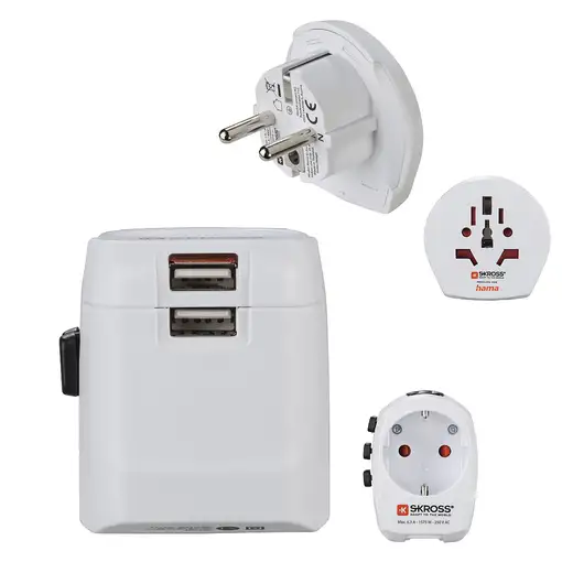 Hama World Travel Pro Light USB adaptador de enchufe eléctrico Universal Blanco