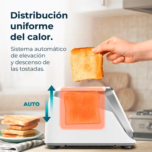 Tostadora 2 ranuras, pantalla táctil, 1400W, ToastPad Double Pro Screen CECOTEC