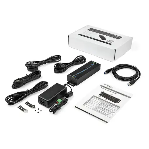 StarTech.com Hub Concentrador Ladrón USB de 10 Puertos con Adaptador de Corriente