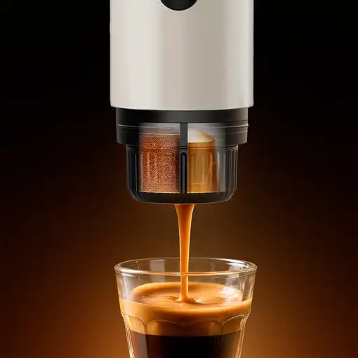 Cafetera Portátil Roma Prixton (Cápsulas/Café Molido - 2 Tazas - Crema)